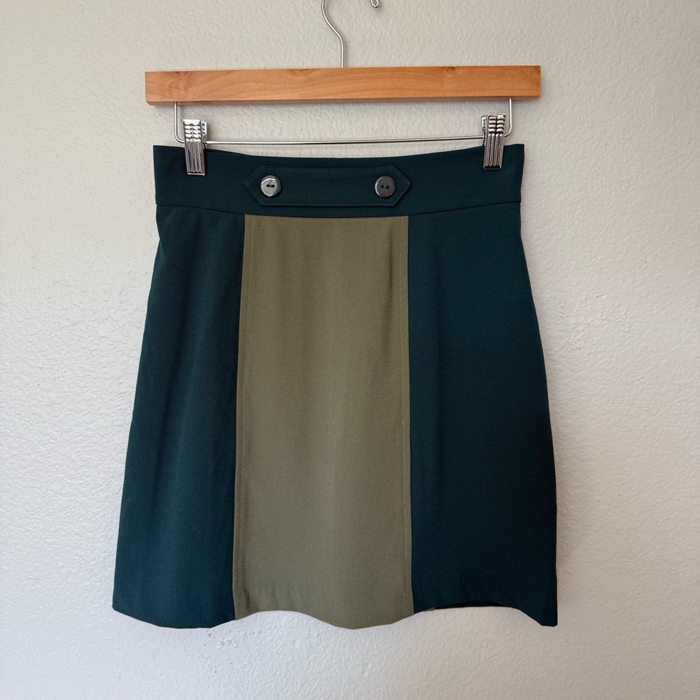 Urban Outfitters Two-Tone Green & Olive Colorblock Mini Skirt Size Small